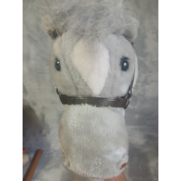 Vintage 1991 Great American Fun Corp Grey Plush Stick Hobby Horse Toy w/ Sounds - Picture 3 of 9